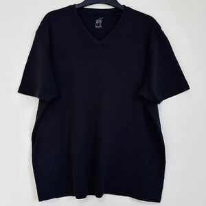 Raffi Shirt Men's XL Black V Neck Short Sleeve Cotton Basic Tee Soft Lightweight